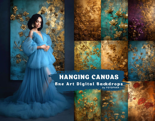 Hanging Canvas Digital Paintings Portrait Photography Overlays Floral Fine Art Maternity Photography Skinny Canvas Overlays Digital Backdrop