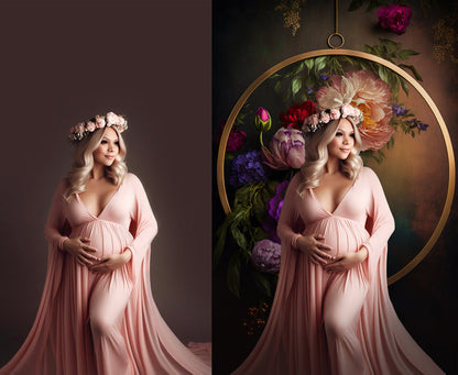 Floral Ring Digital Backdrops Maternity Floral Hoop Digital Backdrop Overlay Maternity Digital Backdrops For Photoshop Floral Halo Jpg