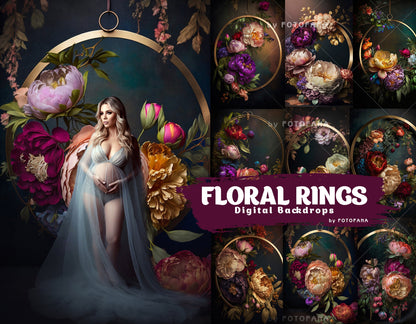 Floral Ring Digital Backdrops Maternity Floral Hoop Digital Backdrop Overlay Maternity Digital Backdrops For Photoshop Floral Halo Jpg