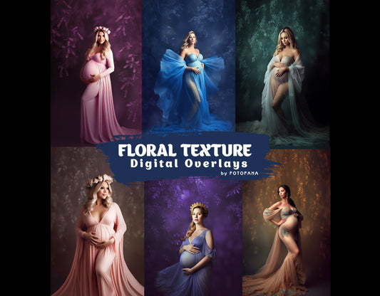 Floral Texture Overlays Digital Floral Backdrop Overlays, Maternity Backdrop Overlays, Newborn Studio Backdrop Overlays for Photoshop JPG