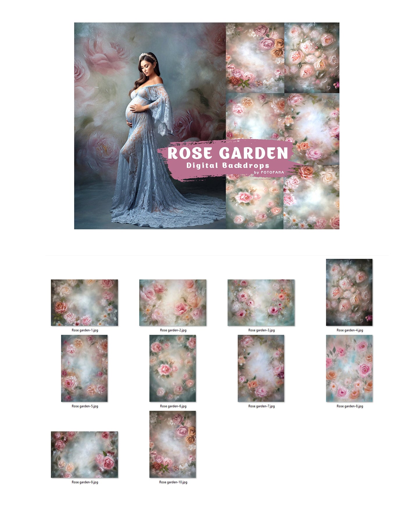 10 Floral Fine Art Portrait Texture, Photography Digital Background, Photoshop Overlays editing, Maternity Textures overlays, Photo Overlay