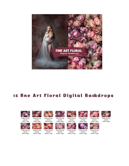 15 Fine Art Floral Digital Backdrop Maternity Backdrop OverlaysPhotography Digital Background Overlays Photoshop Textures Overlay Photoshop