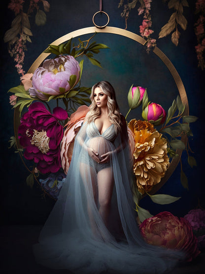 Floral Ring Digital Backdrops Maternity Floral Hoop Digital Backdrop Overlay Maternity Digital Backdrops For Photoshop Floral Halo Jpg