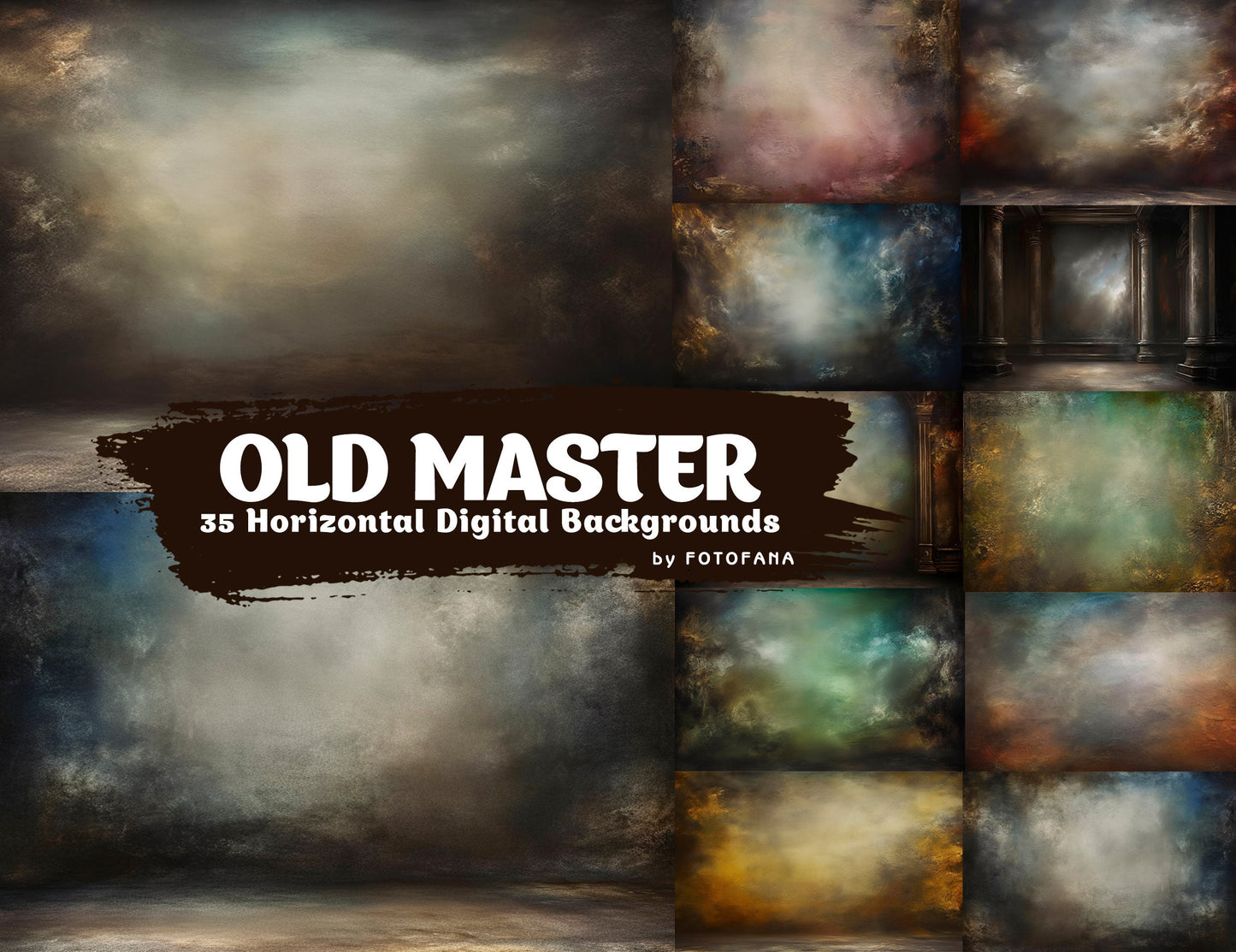 35 Old Master Digital Background Horizontal Studio Portrait backdrop, Grunge background, Portrait Studio Background Fine Art Backdrop JPG