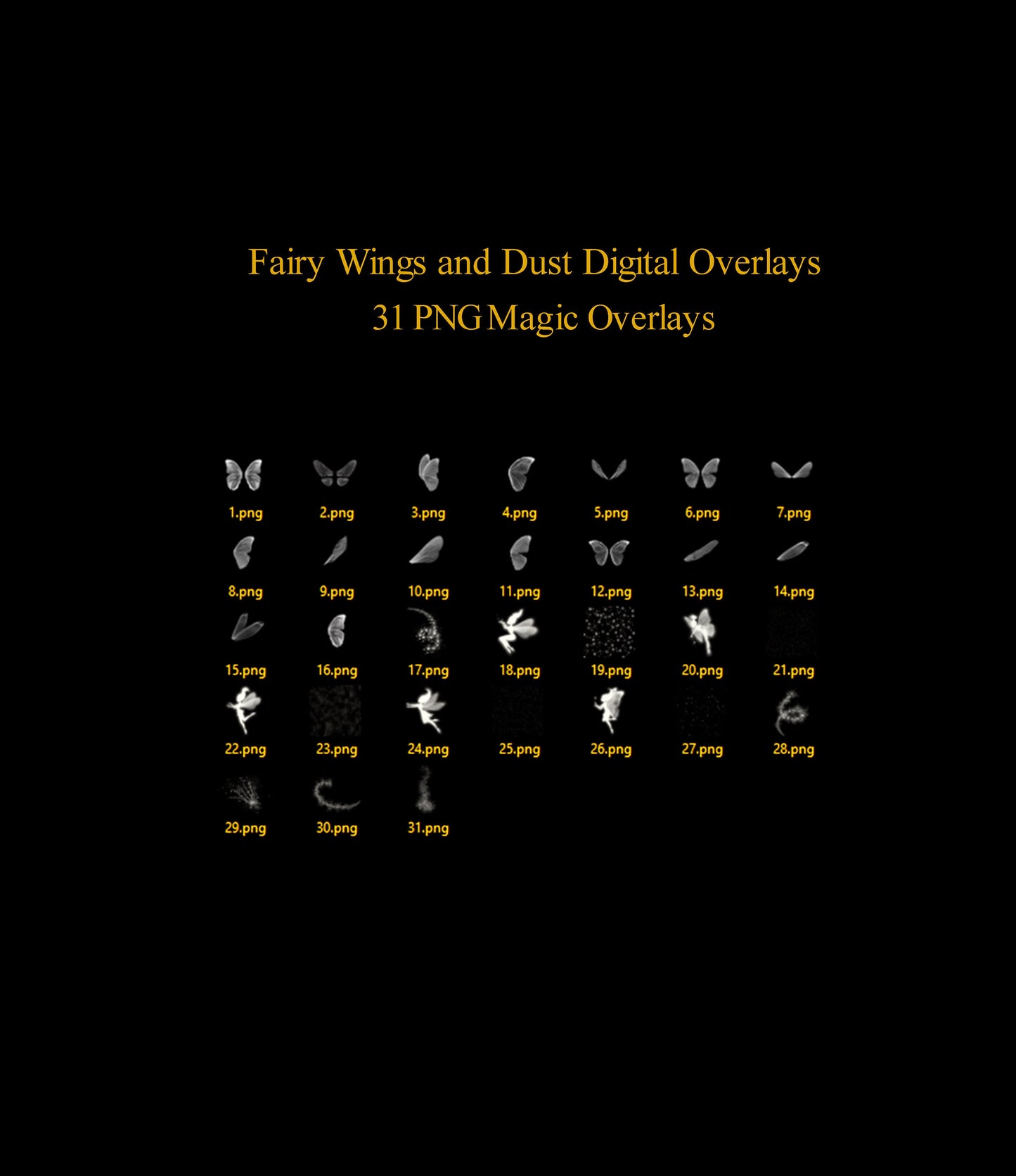 31 Fairy Wings Overlays Digital Fairy Dust Photoshop Overlays Fantasy Fairy PNG Wings Wing Overlays Clipart Digital Overlays Photoshop PNG