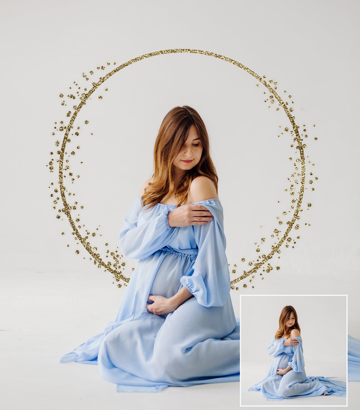 Floral Golden Circle Overlays Maternity Light Ring Frame Circles Shine Ring Light Maternity Rings Foliage Floral Maternity Ring Backdrop PNG