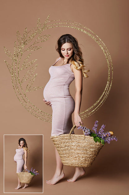 Floral Golden Circle Overlays Maternity Light Ring Frame Circles Shine Ring Light Maternity Rings Foliage Floral Maternity Ring Backdrop Png