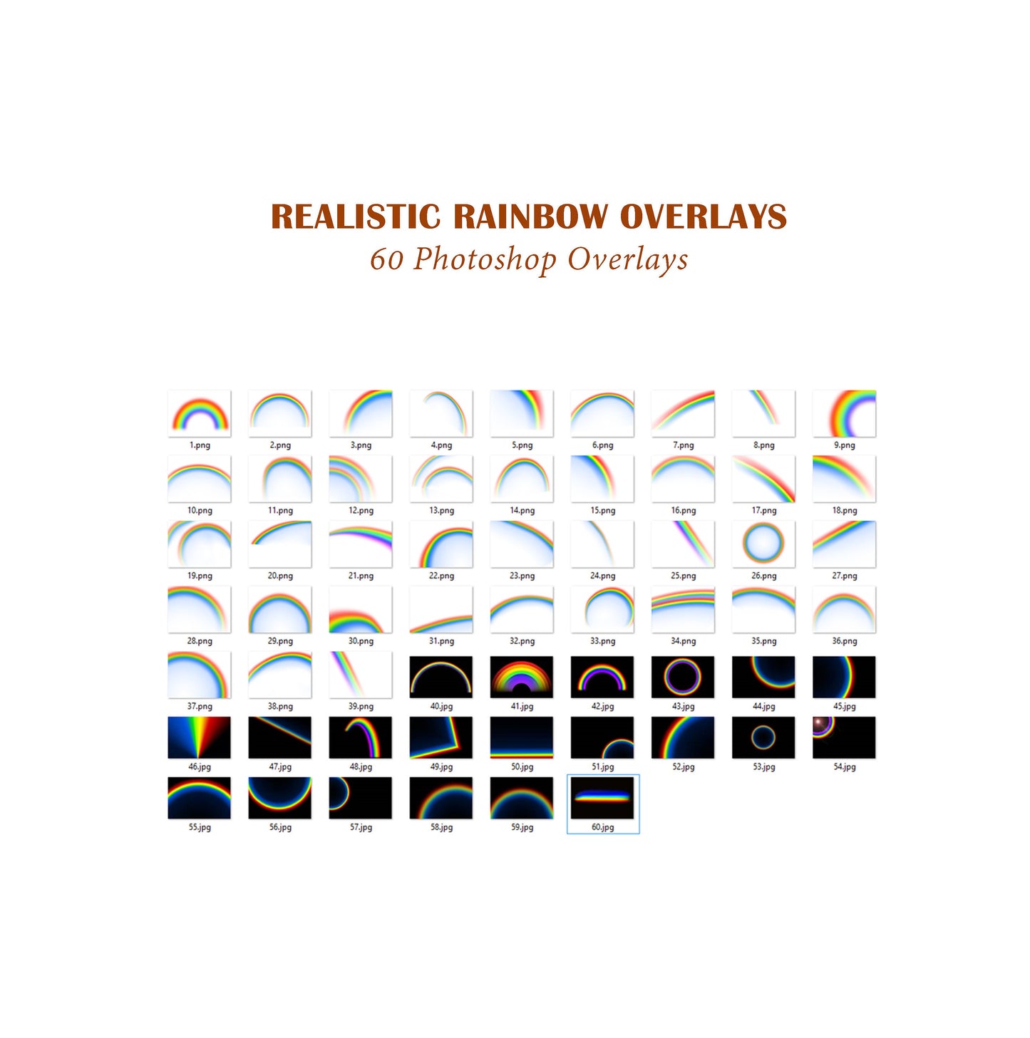 60 Rainbow Overlays Realistic Rainbow Sky Photoshop Overlay Magic Fairy Fantasy Overlays Rain and Sun Effect Sun Light Effects RAINBOW PNG