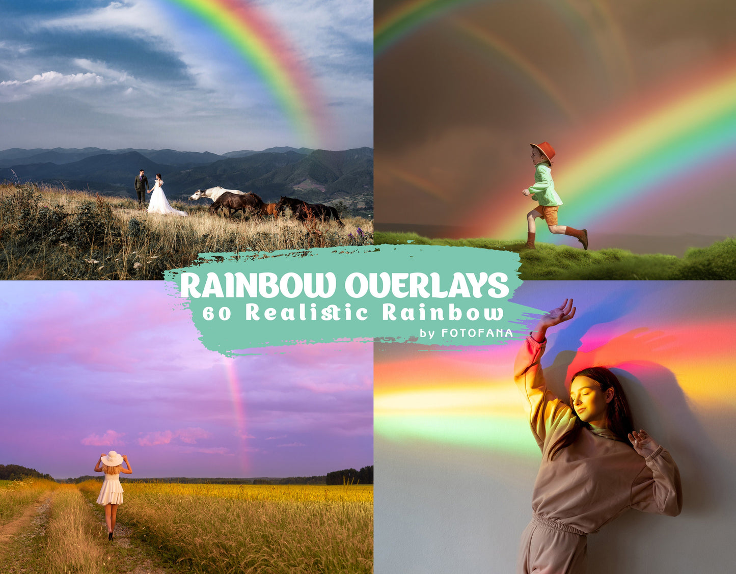 60 Rainbow Overlays Realistic Rainbow Sky Photoshop Overlay Magic Fairy Fantasy Overlays Rain and Sun Effect Sun Light Effects RAINBOW PNG