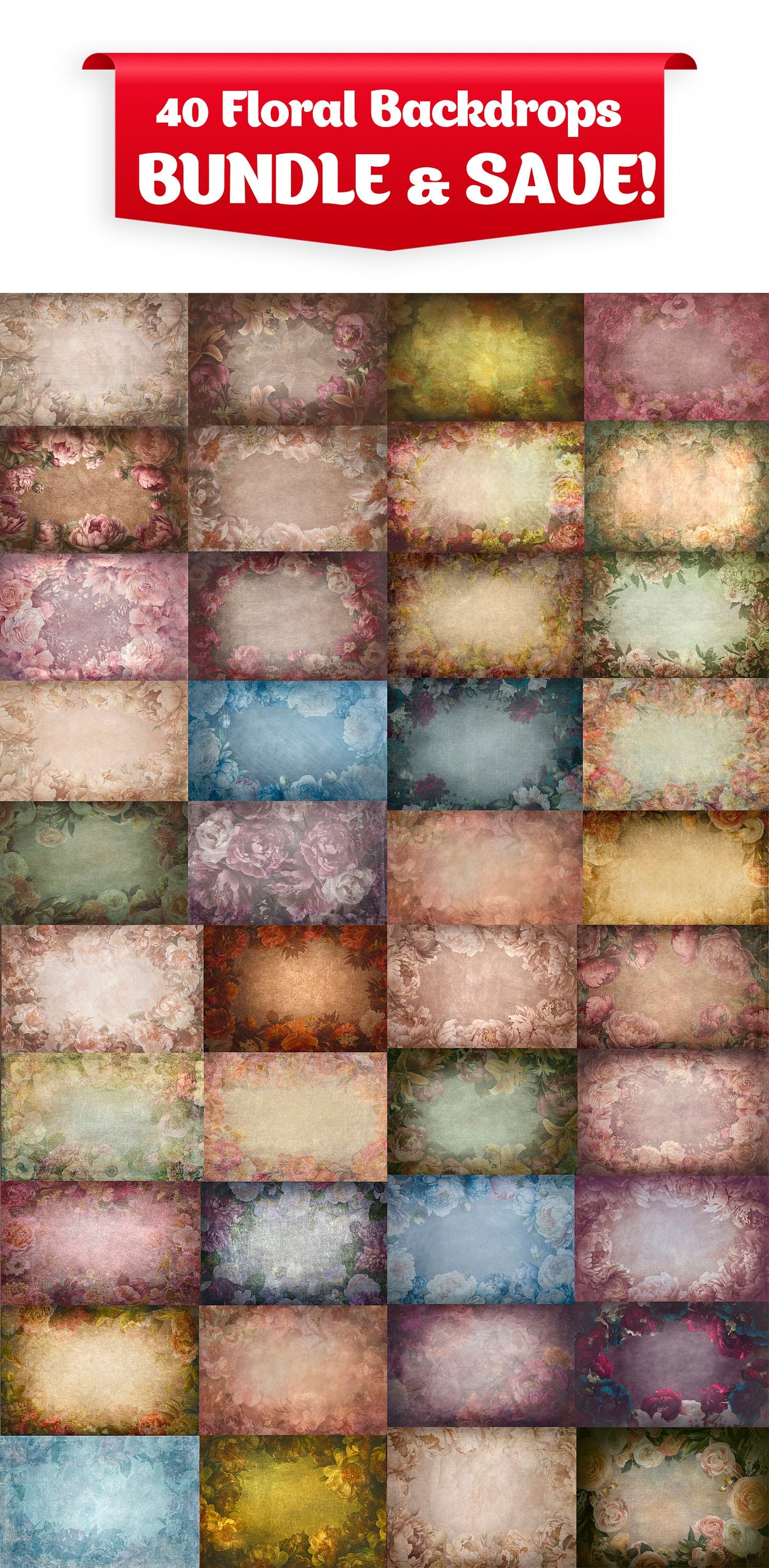 40 Floral Fine art texture BUNDLE Photography Digital Background Photoshop Overlays editing Maternity Textures Overlays Fine Art Textures