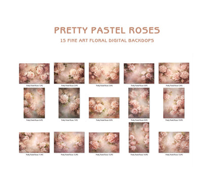 Pretty Pastel Roses Fine Art Floral Digital Backdrops Maternity Backdrop Overlay Photography Digital Background Overlays Photoshop Textures