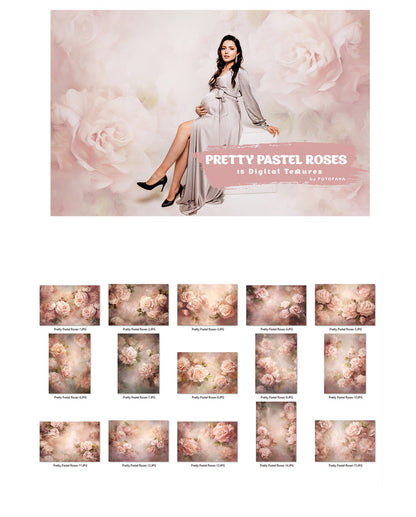 Pretty Pastel Roses Fine Art Floral Digital Backdrops Maternity Backdrop Overlay Photography Digital Background Overlays Photoshop Textures
