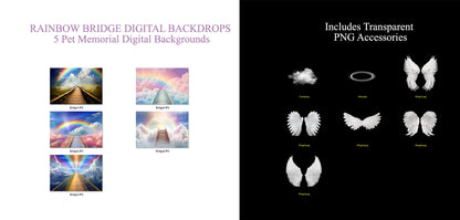 Rainbow Bridge Digital Backdrop Pet Memorial Digital Background Wings Overlay Pet Memorial Backdrop  Photography Composites Dog Memorial Cat