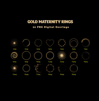 20 GOLD MATERNITY Ring PNG Overlays Halo Scrapooking Clipart Photoshop Digital Backdrop Studio Ring Overlay Maternity Golden Halo Background