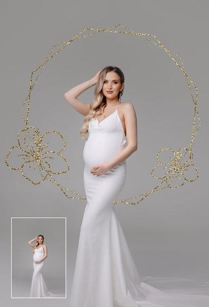 Floral Golden Circle Overlays Maternity Light Ring Frame Circles Shine Ring Light Maternity Rings Foliage Floral Maternity Ring Backdrop Png