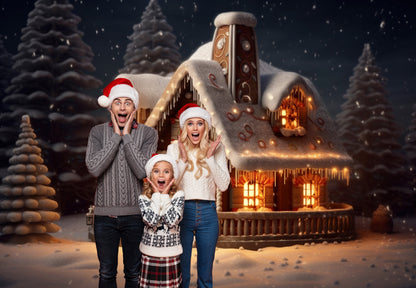 12 Gingerbread House Digital Backdrop Christmas Digital Backdrop Christmas Digital Background Fantasy Christmas Holiday Digital Backdrop JPG