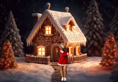 12 Gingerbread House Digital Backdrop Christmas Digital Backdrop Christmas Digital Background Fantasy Christmas Holiday Digital Backdrop JPG
