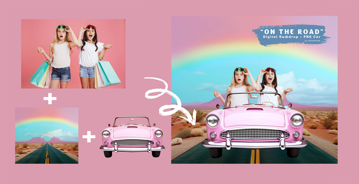 Pink CAR Overlay Background Digital Pink Doll Car Digital Backdrop Dolly Photography Composite Photoshop Fantasy Backdrop Dolly Dream PNG