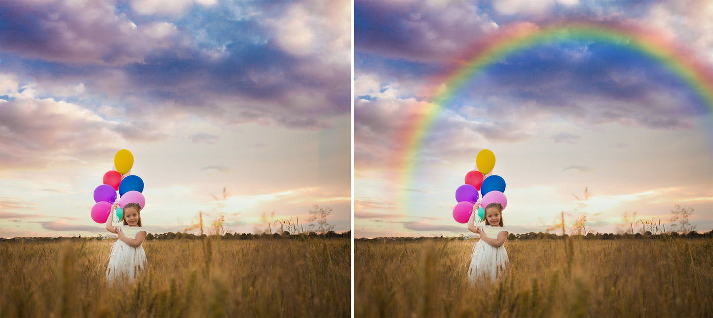 60 Rainbow Overlays Realistic Rainbow Sky Photoshop Overlay Magic Fairy Fantasy Overlays Rain and Sun Effect Sun Light Effects RAINBOW PNG