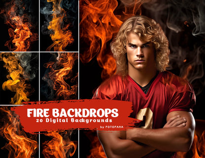 Fire and smoke digital Halloween backdrop for portraits