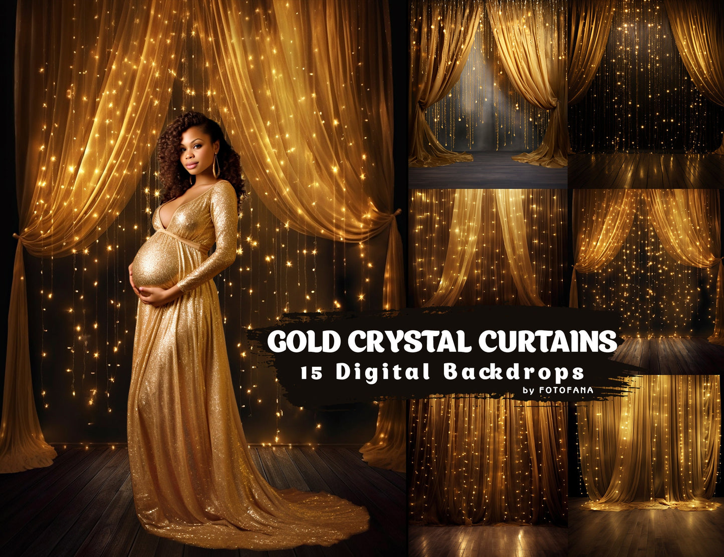 Maternity Digital Backdrop Photo Backdrop For Photographers Textures Digital Background Overlays Maternity Backdrops Gold Crystal Curtains