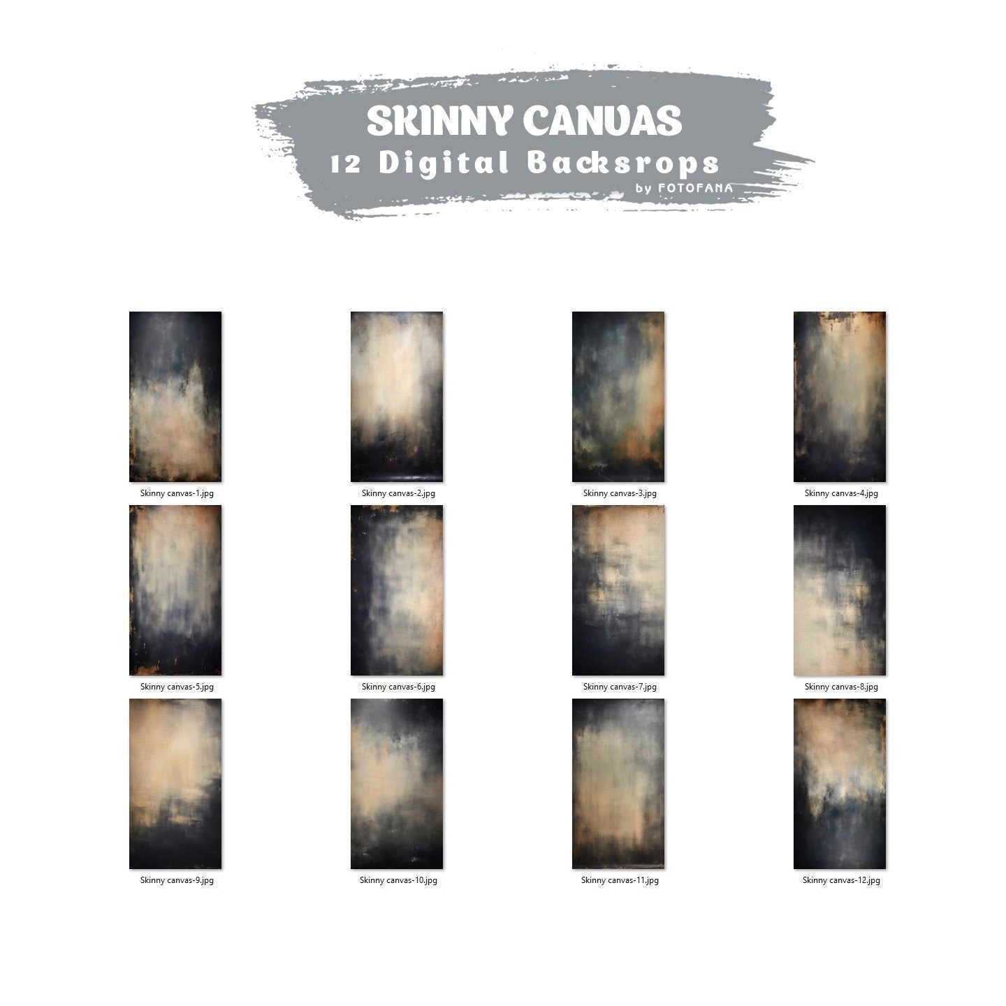 12 x Skinny Canvas Digital Backdrops Bundle Maternity Backdrop Overlays Studio Backdrop Overlays Photoshop Overlays, Fine Art Textures JPG