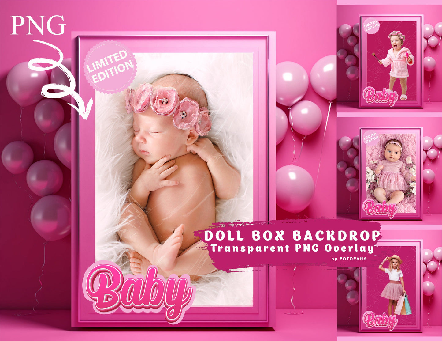 Pink Box Backdrop Pink Doll Digital Background Photography Composite Fashion Doll Dream Doll Pink Box Newborn Pink Box Newborn Backdrop PNG