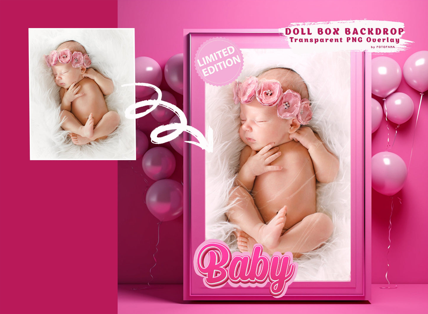 Pink Box Backdrop Pink Doll Digital Background Photography Composite Fashion Doll Dream Doll Pink Box Newborn Pink Box Newborn Backdrop PNG