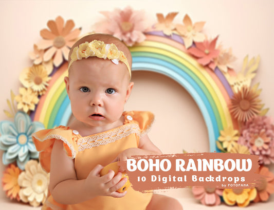 Rainbow Kids Digital Backdrop Boho Rainbow Backdrop Children Birthday Digital Backdrops Cake Smash Backdrop Boho Newborn Digital Backdrop