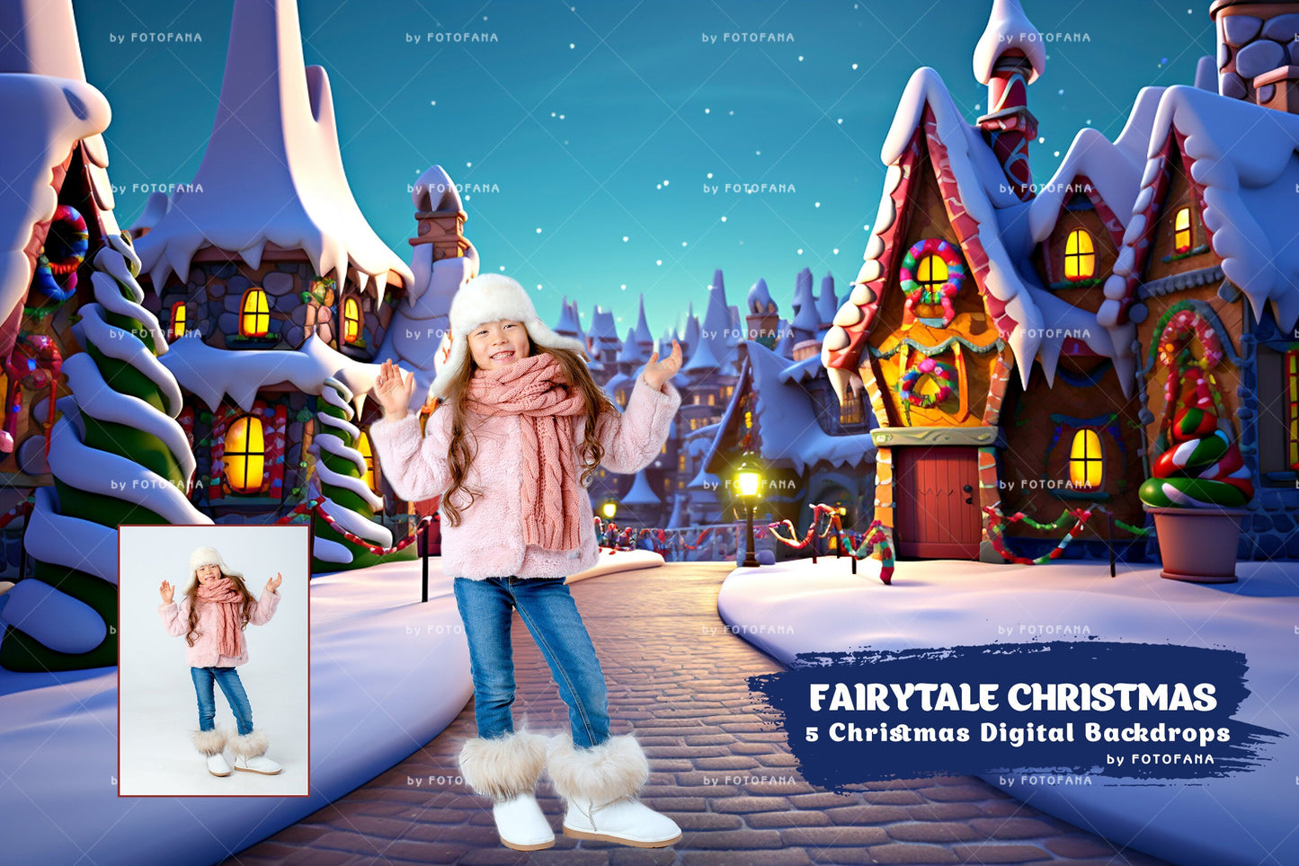 5 Christmas Digital Backdrop Photography Fantasy Fairytale Candycane Village Background Fantasy Christmas Overlay Kids Candy Land Backdrop