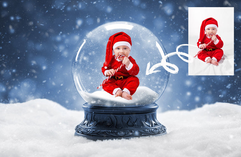 Snow Globe Background Composites Christmas Backdrop Photography Compositions Digital Winter Overlay Fantasy Holiday Digital Backdrop Snow