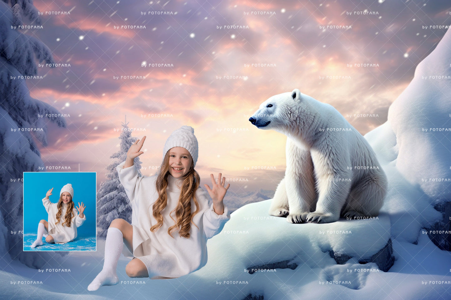 5 Polar Bear Christmas Digital Backdrop Christmas Digital Background Winter Composite Christmas Polar Bear Winter Digital Background Snow