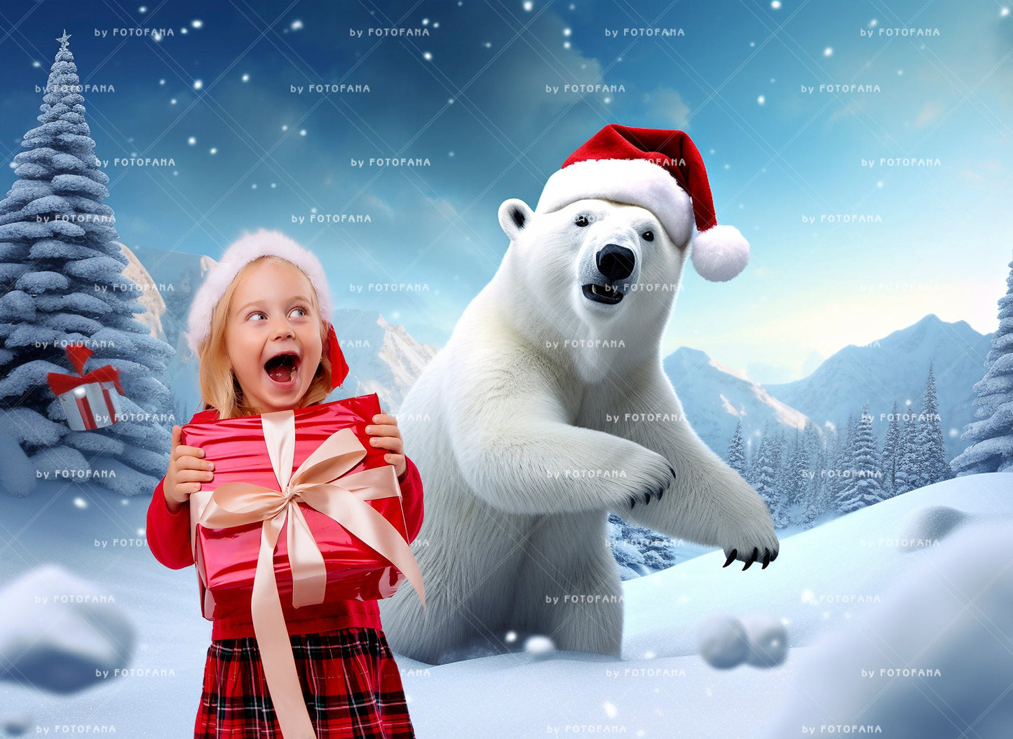 5 Christmas Polar Bear Digital Backdrop Christmas Digital Background Winter Composite Christmas Polar Bear Winter Digital Background Snow