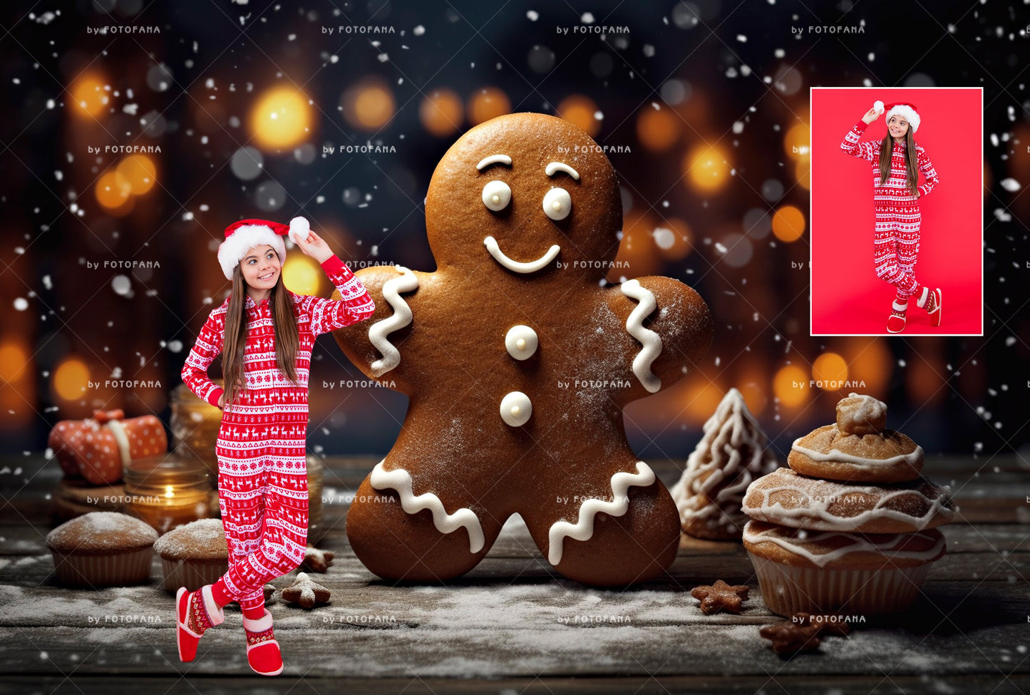 5 Gingerbread Digital Backdrop Magical Christmas Photo Background Big Gingerbread Cookie Digital Backdrop Fantasy Christmas Background