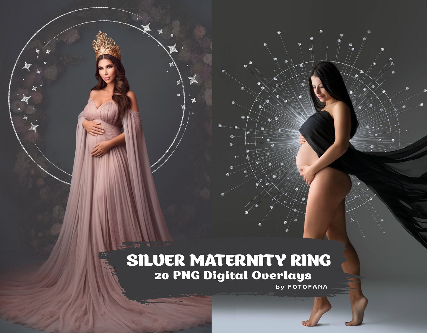 SILVER MATERNITY Ring PNG Overlays Halo Scrapbooking Clipart Photoshop Digital Backdrop Studio Ring Overlay Maternity Golden Halo Background