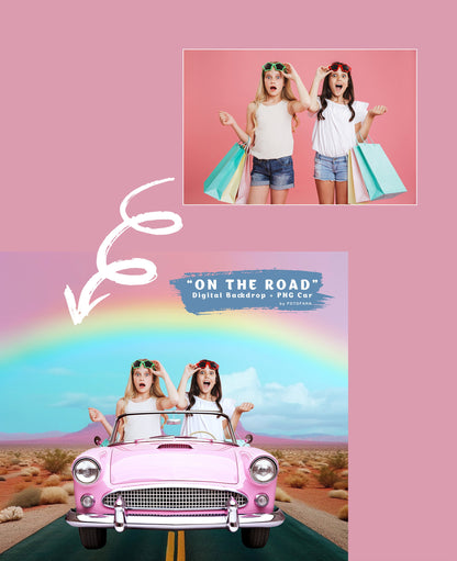 Pink CAR Overlay Background Digital Pink Doll Car Digital Backdrop Dolly Photography Composite Photoshop Fantasy Backdrop Dolly Dream PNG