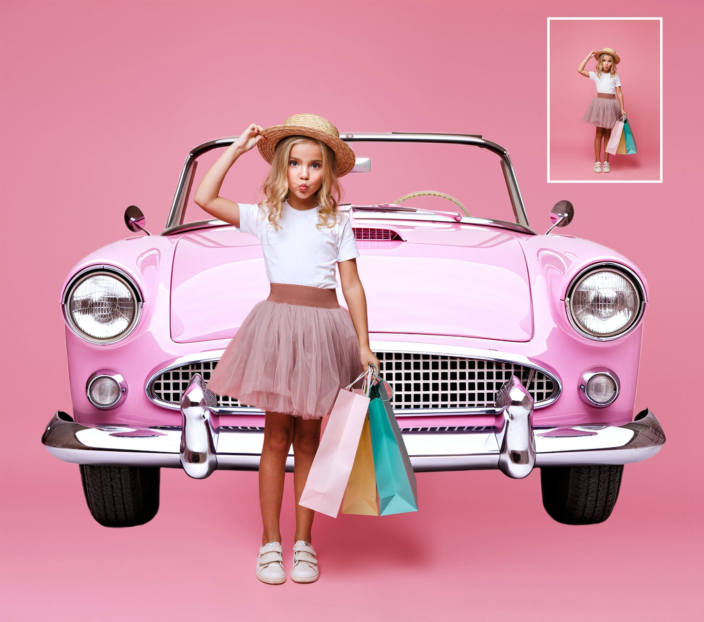 Pink CAR Overlay Background Digital Pink Doll Car Digital Backdrop Dolly Photography Composite Photoshop Fantasy Backdrop Dolly Dream PNG