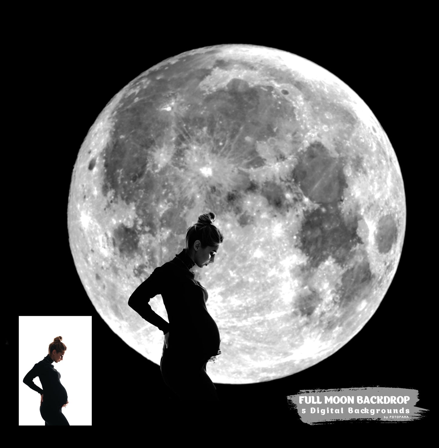 5 Full Moon Backdrop Full Moon Overlay Digital Backgrounds For Photography Maternity overlay Photoshop Editing Maternity Backdrop Fine Art