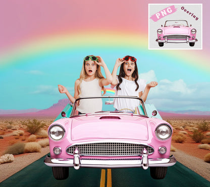 Pink CAR Overlay Background Digital Pink Doll Car Digital Backdrop Dolly Photography Composite Photoshop Fantasy Backdrop Dolly Dream PNG