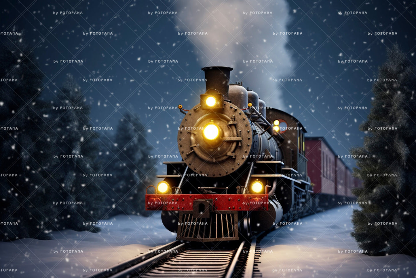 5 Christmas Digital Backdrop Polar Express Goind To Santa's Workshop Snow Winter Background Digital Holiday Photography North Pole Train JPG