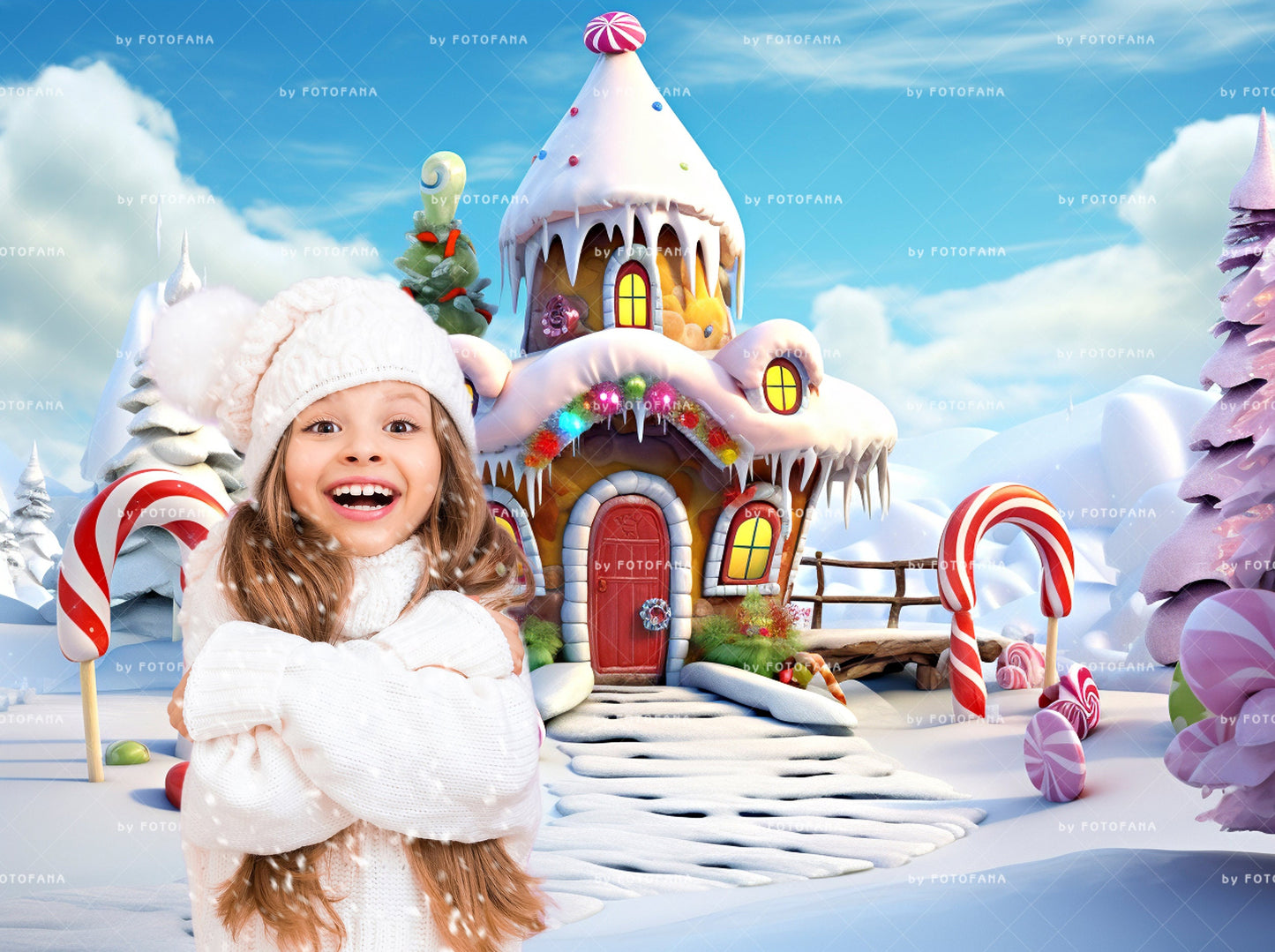 Christmas Digital Backdrop Photography Fantasy Gingerbread Candycane Village Background Fantasy Christmas Overlay Kids Candy Land Backdrops