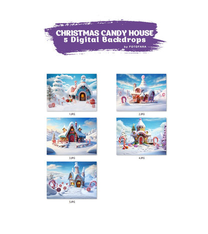 Christmas Digital Backdrop Photography Fantasy Gingerbread Candycane Village Background Fantasy Christmas Overlay Kids Candy Land Backdrops