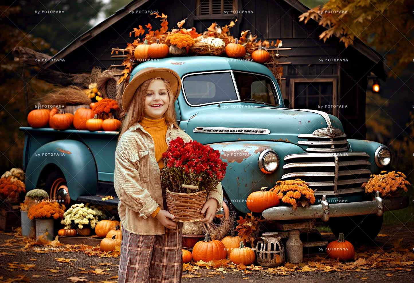 5 Autumn Digital Background Orange Truck Pumpkins Fall Digital Backdrop for Photography Instant Download Halloween Autumn Digital Backdrop