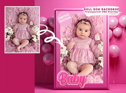 Pink Box Backdrop Pink Doll Digital Background Photography Composite Fashion Doll Dream Doll Pink Box Newborn Pink Box Newborn Backdrop PNG
