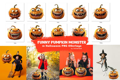 Pumpkin clipart overlay – fun Halloween digital background