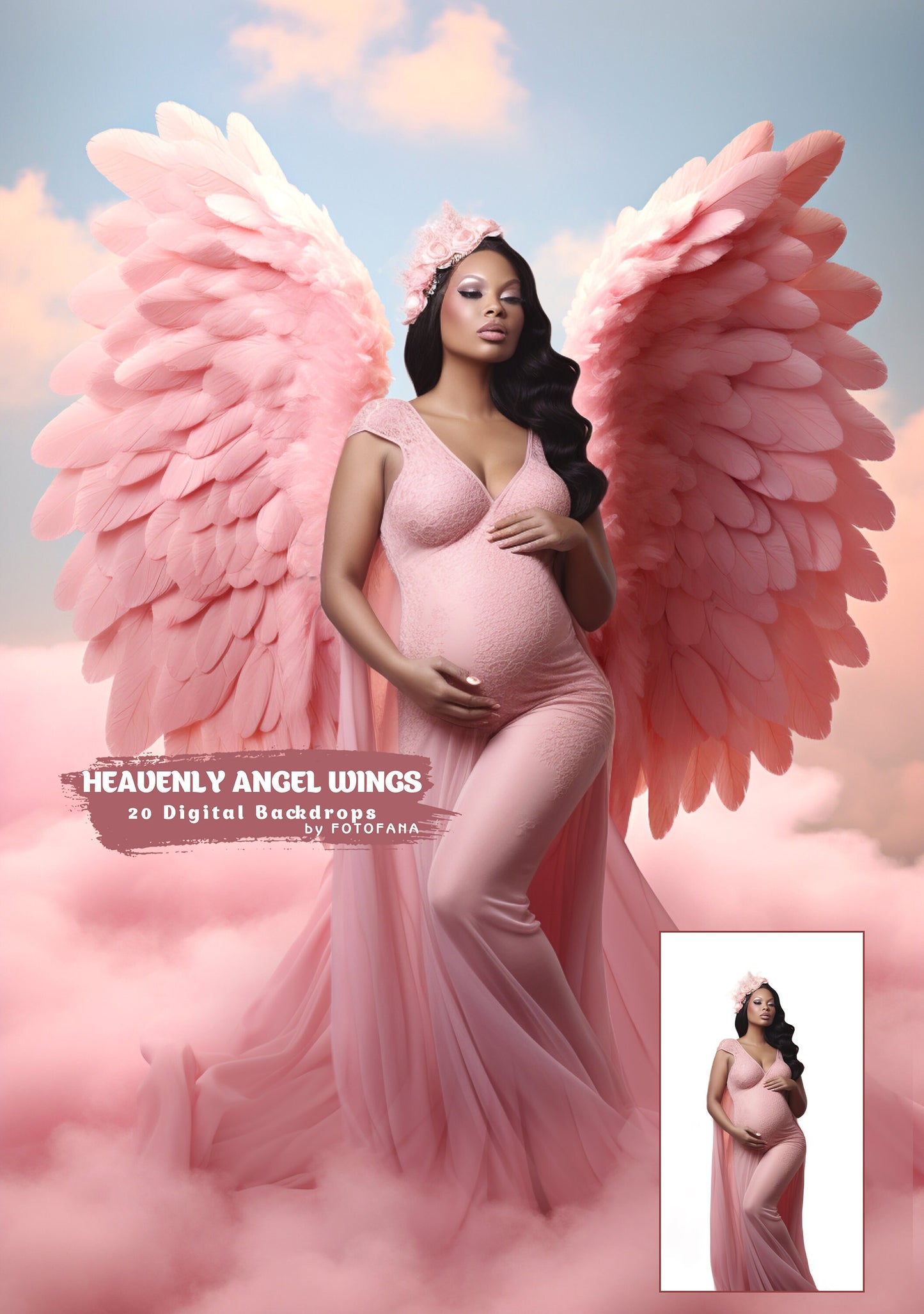 Angel Wings Digital Backgrounds Maternity Backdrop Overlays Studio Backdrops Photoshop Maternity Fine Art Textures Photoshop Overlays JPG