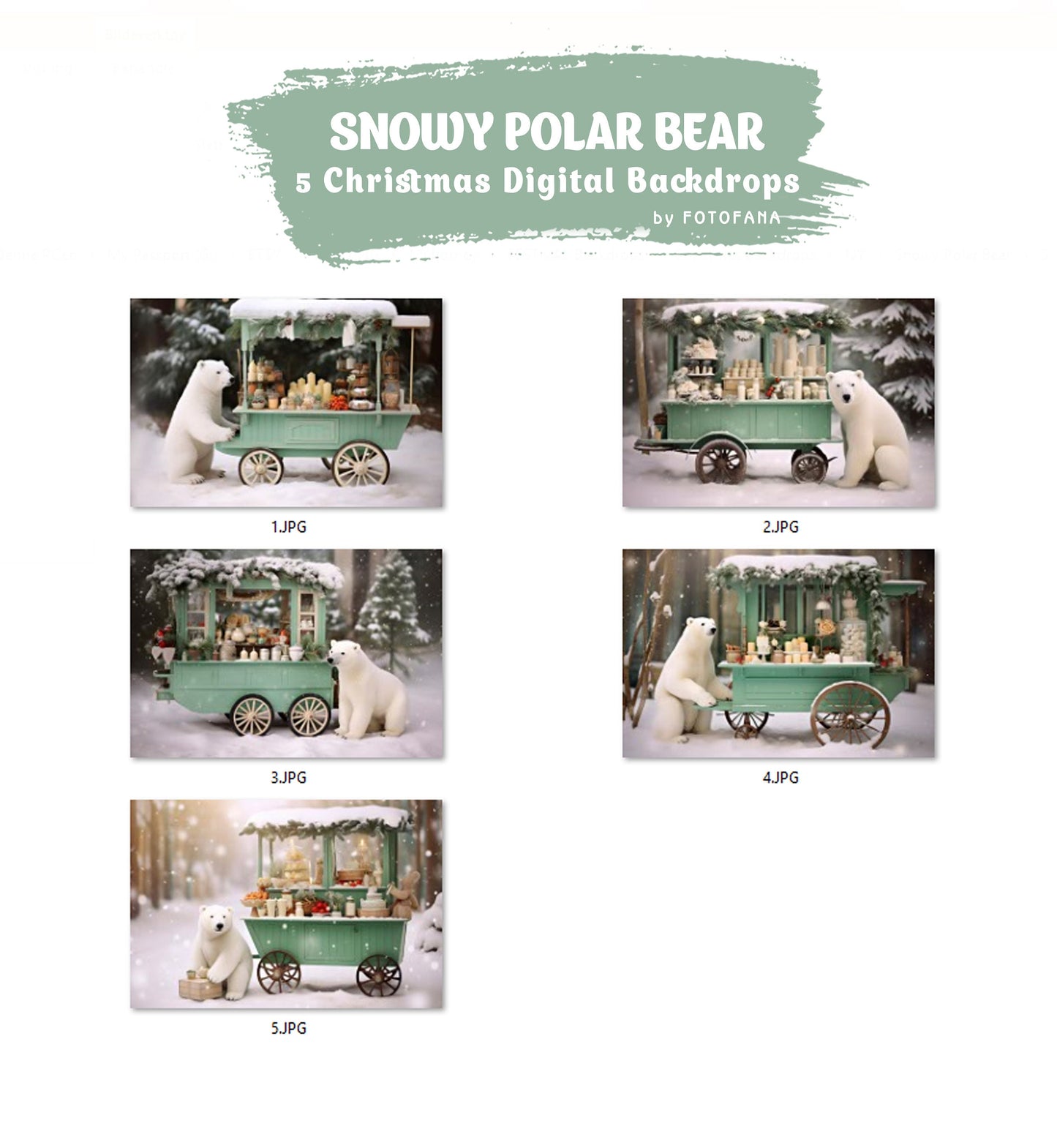 5 Christmas Digital Backdrop Photography Christmas Background Composite Polar Bear Hot Cocoa Bar Christmas Bear Winter Christmas Polar Bear