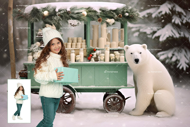 5 Christmas Digital Backdrop Photography Christmas Background Composite Polar Bear Hot Cocoa Bar Christmas Bear Winter Christmas Polar Bear
