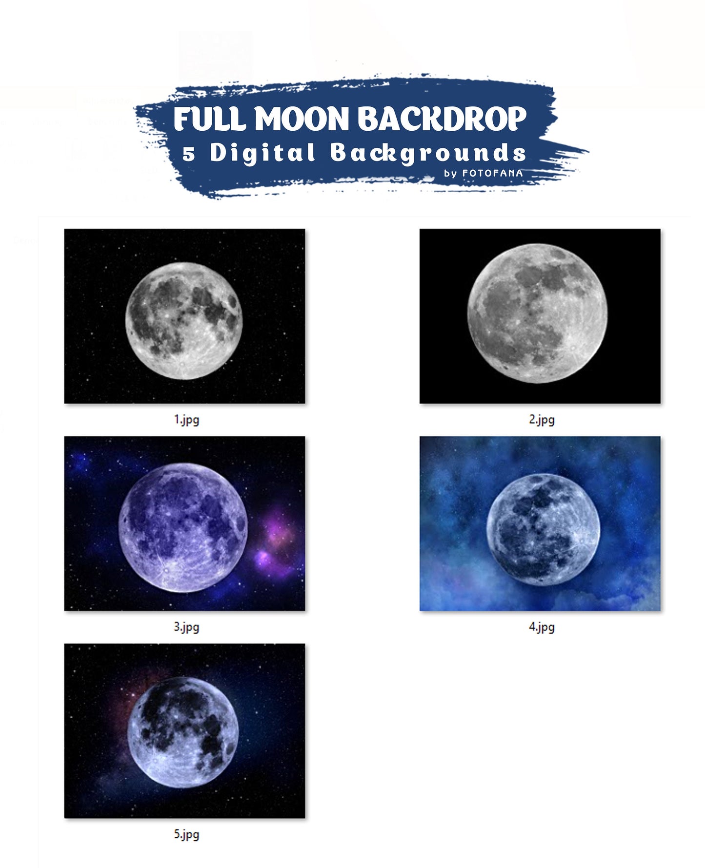 5 Full Moon Backdrop Full Moon Overlay Digital Backgrounds For Photography Maternity overlay Photoshop Editing Maternity Backdrop Fine Art