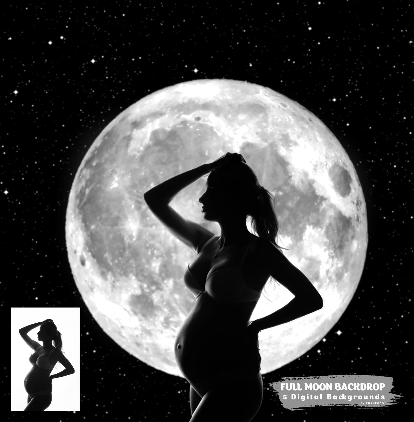 5 Full Moon Backdrop Full Moon Overlay Digital Backgrounds For Photography Maternity overlay Photoshop Editing Maternity Backdrop Fine Art